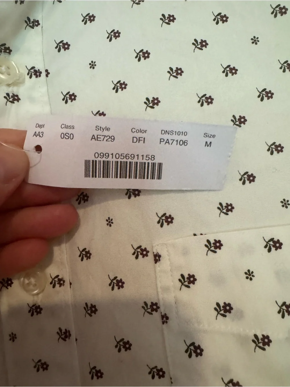NWT J. Crew White Button-Down Shirt with Micro Floral Print M